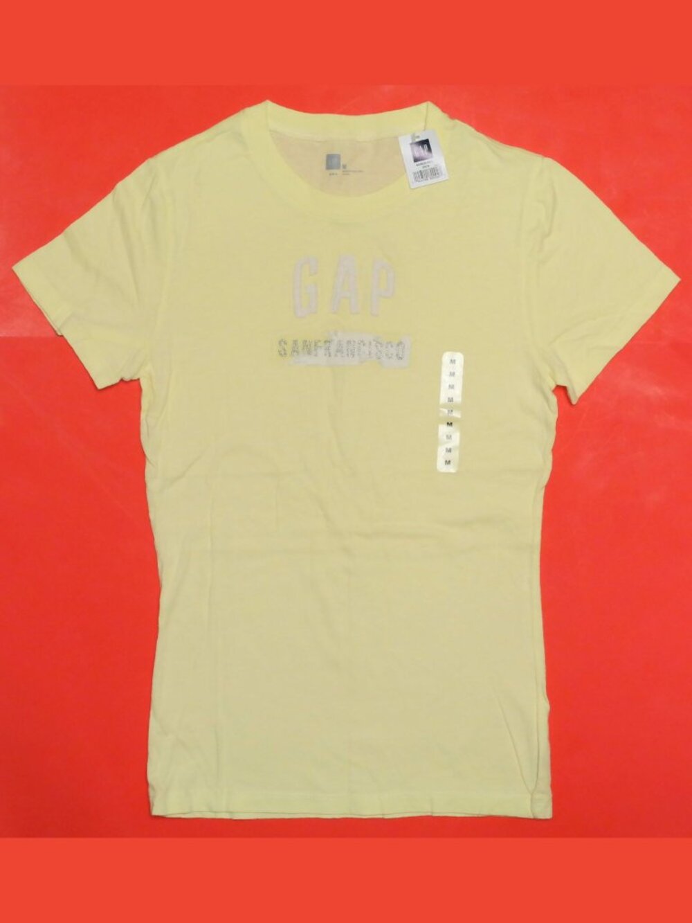 RARE NWT Y2K GAP LOGO SAN FRANCISCO WOMEN'S T-SHIRT LIGHT YELLOW S